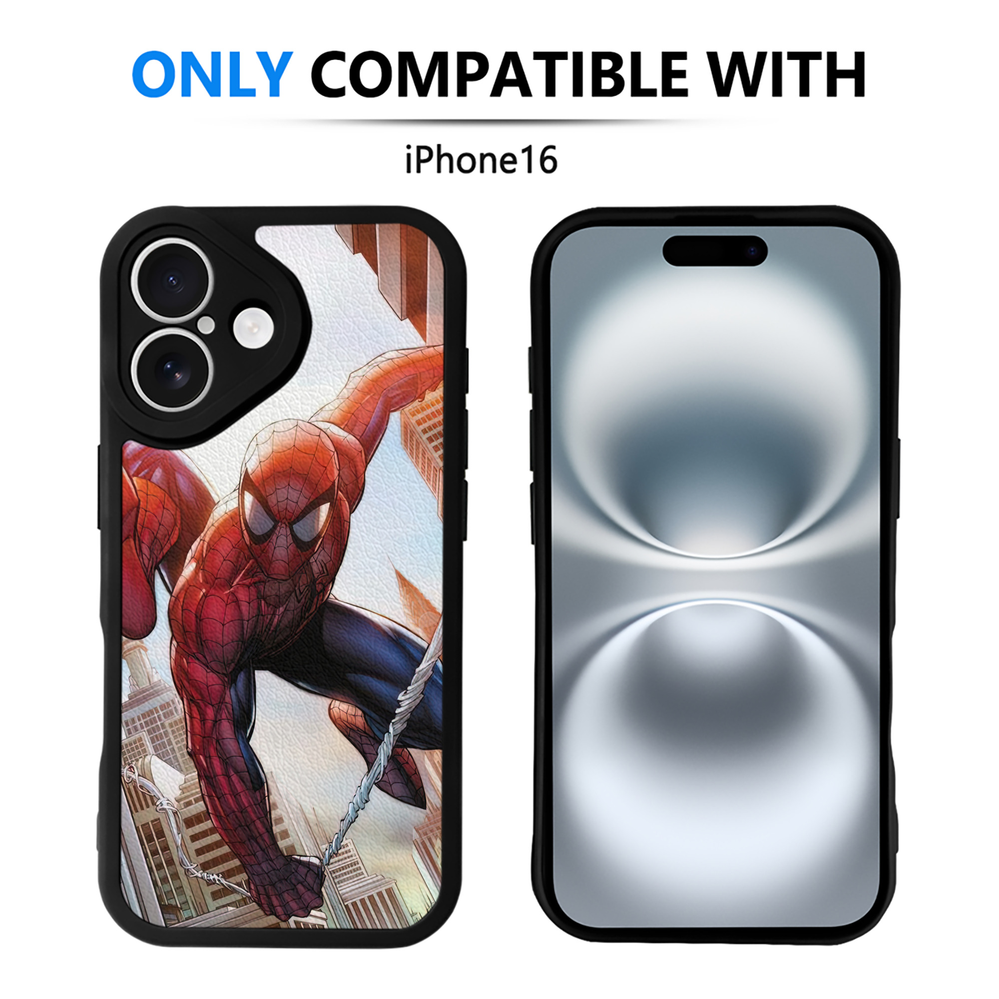 （画像用） Spider Man スパイダーマン 【iPhone 16シリーズ対応】シリコンスマホケース（レザー調） 材質：シリコン
